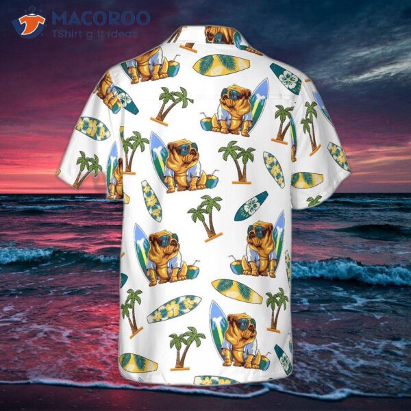 Bulldog Surf And Palm Hawaiian Shirt