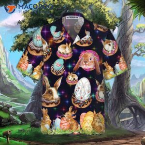 bunnies in galaxy hawaiian shirt easter bunny funny and gift ideas 2