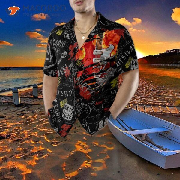 Burned Electric Guitar Hawaiian-style Shirt