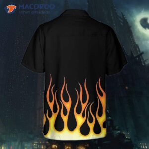 burning flame hawaiian shirt short sleeved shirt for print 1