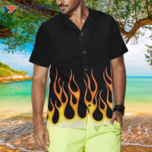 burning flame hawaiian shirt short sleeved shirt for print 3