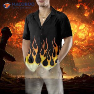 burning flame hawaiian shirt short sleeved shirt for print 4