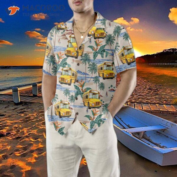 Bus Driver And Tropical Pattern Hawaiian Shirt, Shirt For , Gift Idea