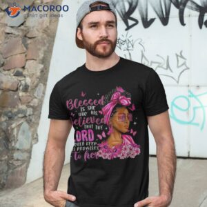 Butterfly Black Woman Pink Ribbon Breast Cancer Awareness Shirt