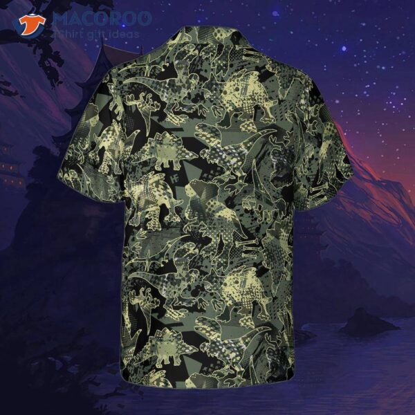 Camo Dinosaur-pattern Hawaiian Shirt