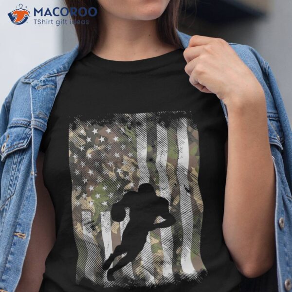 Camo Us Flag American Football Player Vintage Patriotic Shirt