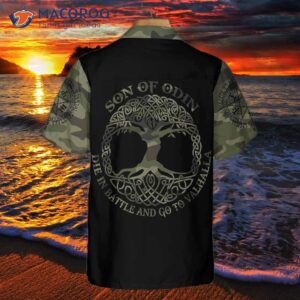 camouflage skull viking hawaiian shirt son of odin shirt 0