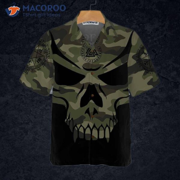 Camouflage Skull Viking Hawaiian Shirt, Son Of Odin Shirt