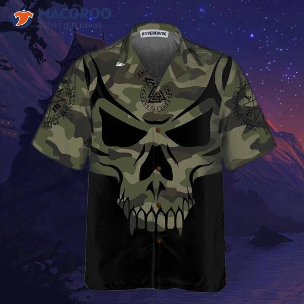 Camouflage Skull Viking Hawaiian Shirt, Son Of Odin Shirt