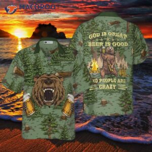 Camping At Angry Bear And Drinking Beer In A Hawaiian Shirt.