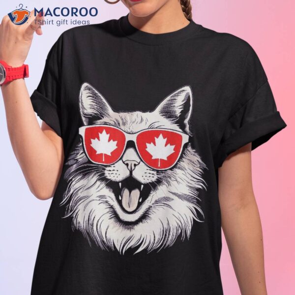 Canadian Canada Flag Cat Sunglasses Family Country Funny Shirt