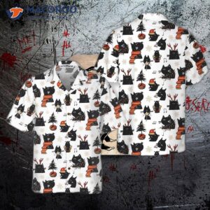 cartoon black cat merry christmas hawaiian shirt funny best xmas gift idea 0