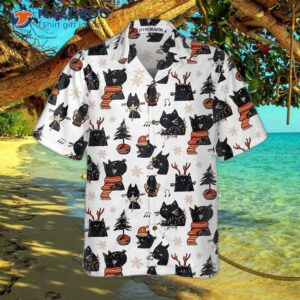 cartoon black cat merry christmas hawaiian shirt funny best xmas gift idea 2