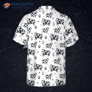 cartoon cow hawaiian shirt funny print button up shirt for and 1