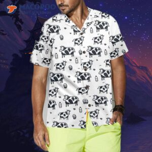cartoon cow hawaiian shirt funny print button up shirt for and 3