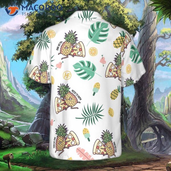 Cartoon Pizza Pineapple Hawaiian-style Shirt