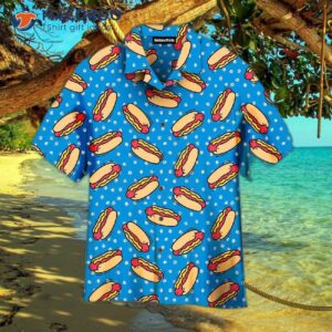 cartoon retro hot dog pattern hawaiian shirts 1