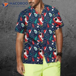 cartoon santa claus flying in space christmas hawaiian shirt shirt for 3
