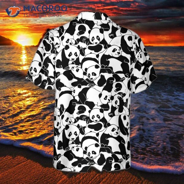 Cartoon Young Pandas Wearing Hawaiian Shirts.