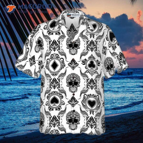 Casino And Black Skull-patterned Hawaiian Shirt