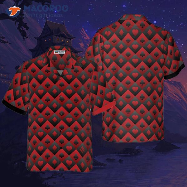 Casino Black-and-red Patterned Hawaiian Shirt