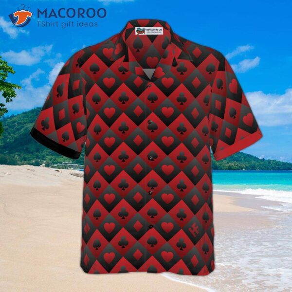 Casino Black-and-red Patterned Hawaiian Shirt