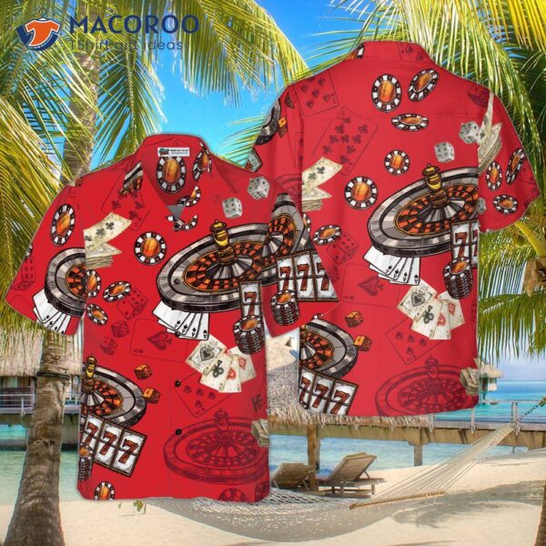 Casino-patterned Red Background Hawaiian Shirt