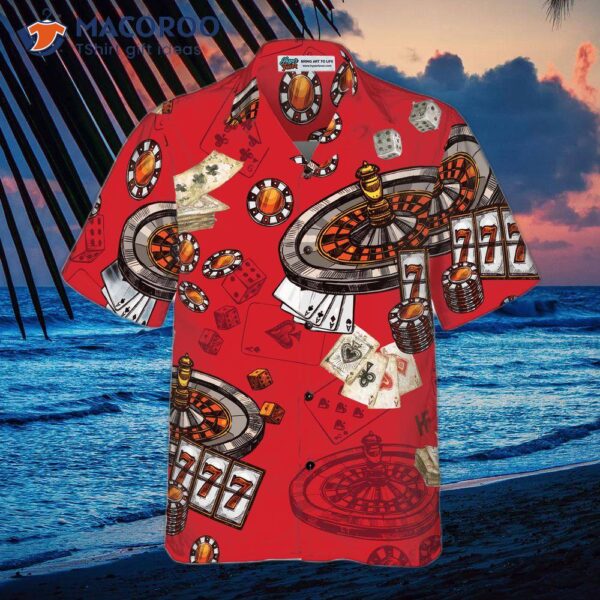 Casino-patterned Red Background Hawaiian Shirt