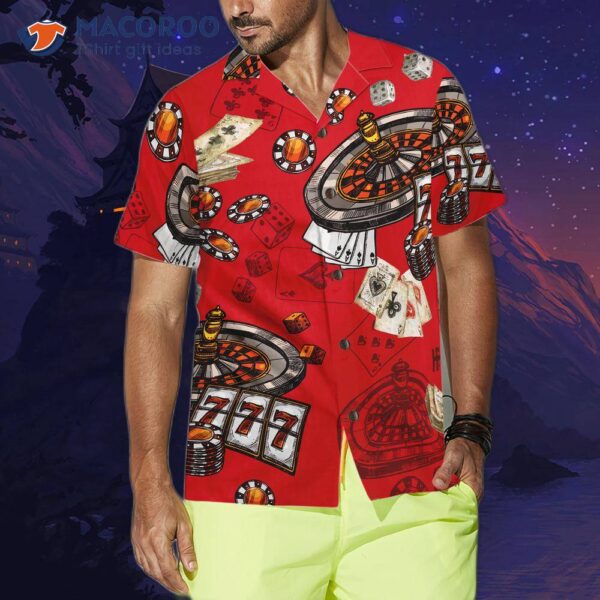 Casino-patterned Red Background Hawaiian Shirt