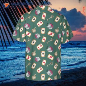 Casino-poker-themed Hawaiian Shirt With A Green Background