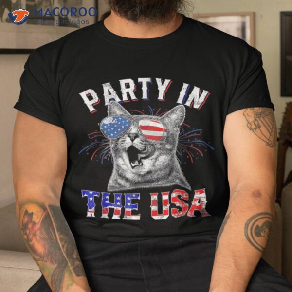 Cat 4th Of July Costume For Kitten Lover Party In The Usa Shirt