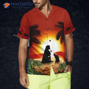 cat and dog sunset hawaiian shirt 3