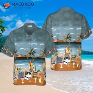 cat beer alcohol and hawaiian shirt 0