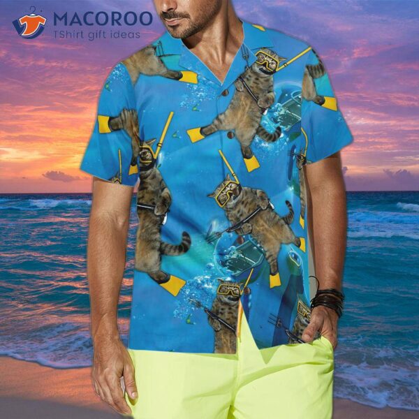 Cat Diver Hawaiian Shirt