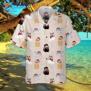 cat wearing santa claus hat hawaiian shirt christmas best gift 2
