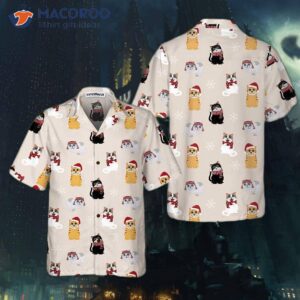 cat wearing santa claus hat hawaiian shirt christmas best gift 4