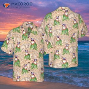 cat wears a hawaiian hula shirt 0