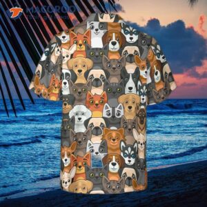 cats and dogs seamless pattern hawaiian shirt 1