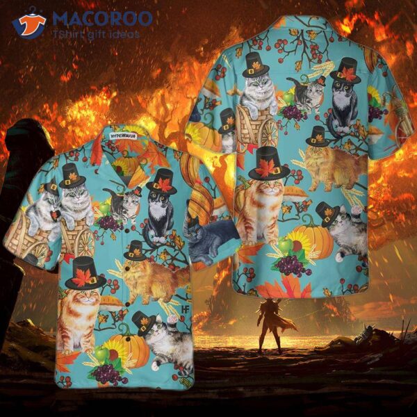 Cats Thanksgiving Hawaiian Shirt, Funny Gift For Day