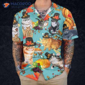 cats thanksgiving hawaiian shirt funny gift for day 2