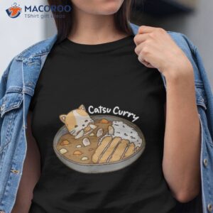 catsu curry kawaii anime cat and japanese food pun shirt tshirt