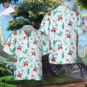 cheerful dancing santa christmas hawaiian shirt funny gift for 4