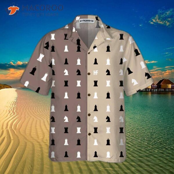 Chess-patterned Patchwork Hawaiian Shirt