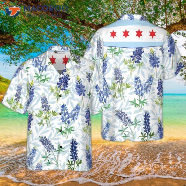 Chicago Bluebonnet Flag Hawaiian Shirt