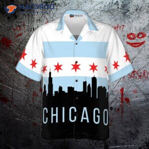 chicago city skyline landmark hawaiian shirt 3