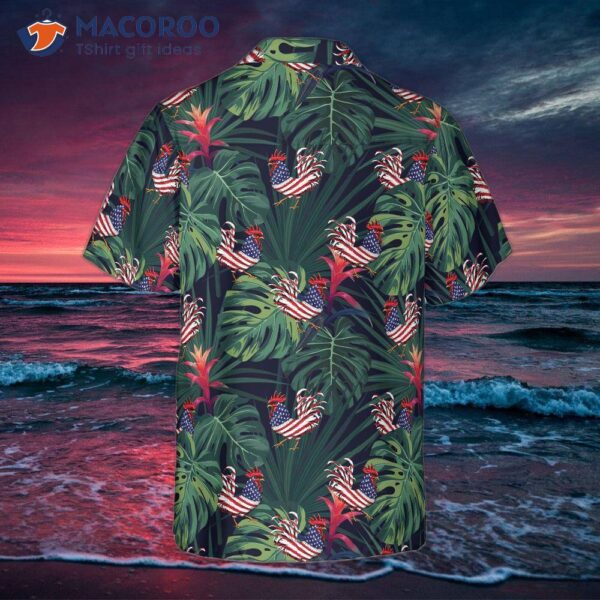 Chicken American Flag Tropical Hawaiian Shirt