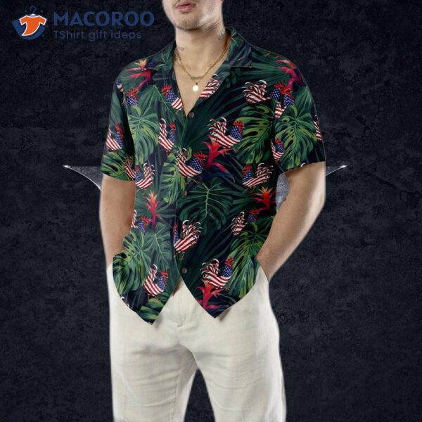 Chicken American Flag Tropical Hawaiian Shirt