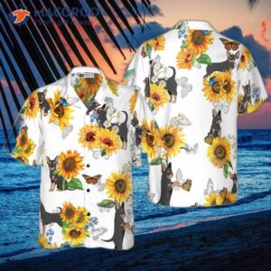 chihuahua lover wearing a sunflower hawaiian shirt 0