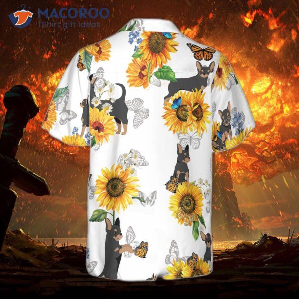 Chihuahua Lover Wearing A Sunflower Hawaiian Shirt