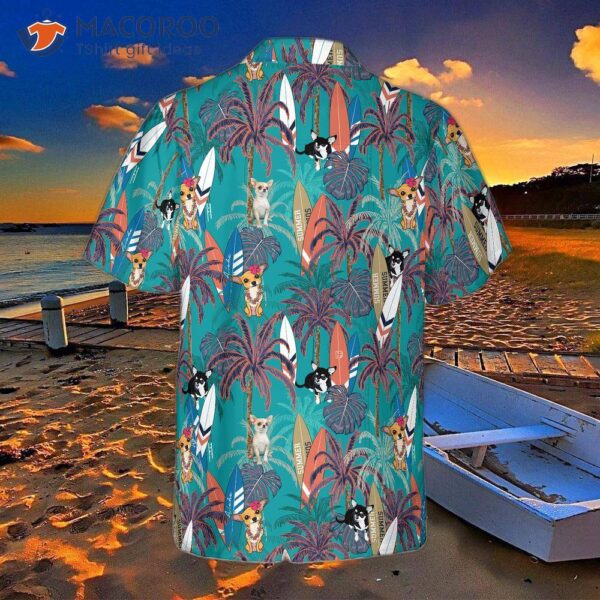 Chihuahua, Surfboard, And Palm Tree Hawaiian Shirt